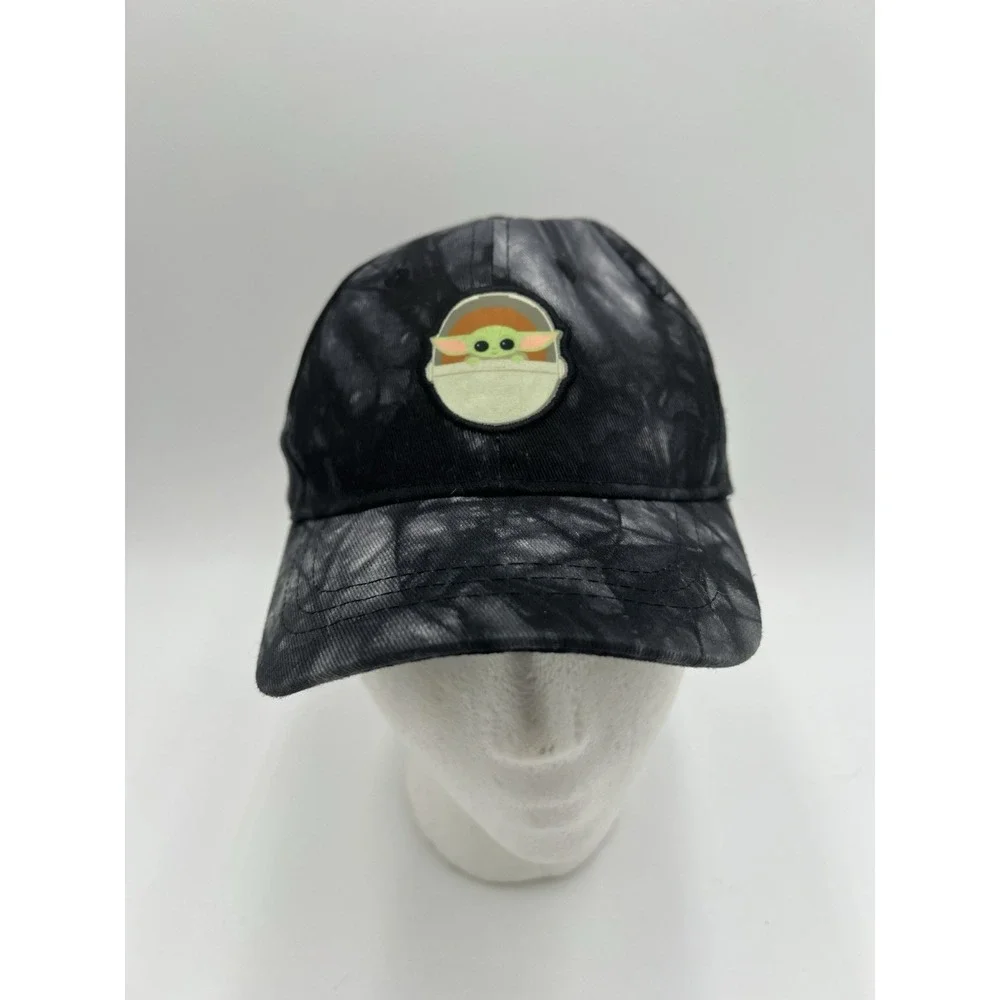 Star Wars Grogu Baby Yoda‎ Tie Dye Snapback Hat Cap Black Gray Adjustable